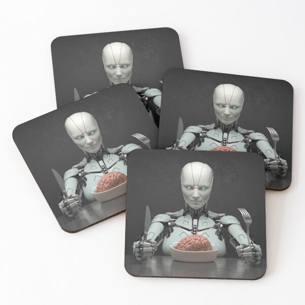Item preview, robot eats the human brain designed and sold by Mike Kiev art.