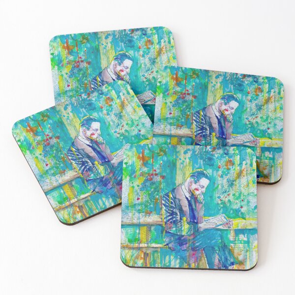Item preview, RAINER MARIA RILKE reading under a tree - watercolor portrait designed and sold by lautir.
