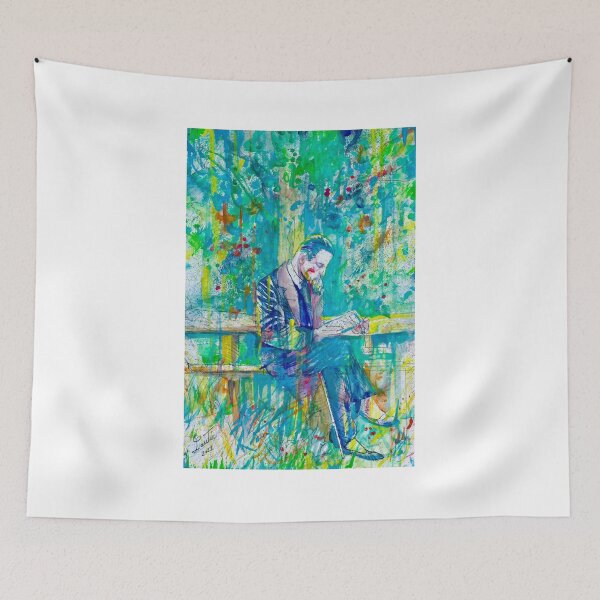 Item preview, RAINER MARIA RILKE reading under a tree - watercolor portrait designed and sold by lautir.