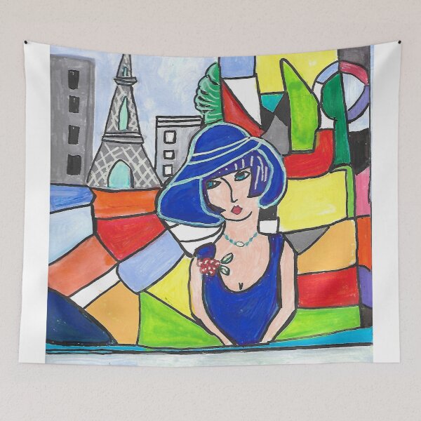 Item preview, woman,in,blue,in,paris designed and sold by Valeriartist.