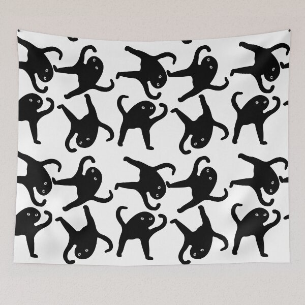 Item preview, Cursed black cat meme pattern illustration designed and sold by ItsMemeMachine.