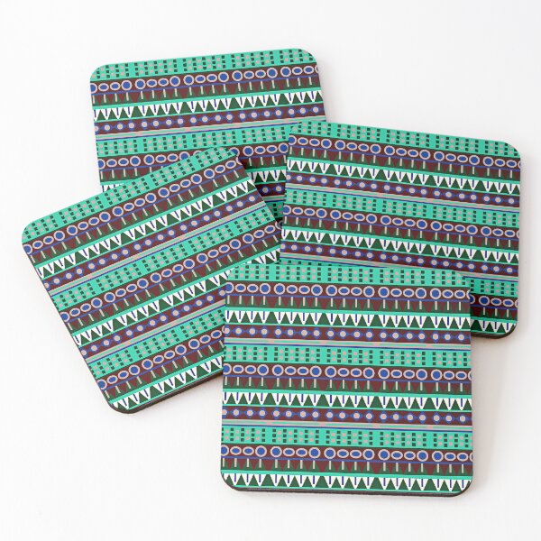 Item preview, a colorful geometric african pattern aqua bleu pink and red designed and sold by project-gallery.