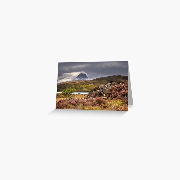 Suilven Mists in Fall from Glencanisp Assynt Scotland. Greeting Card