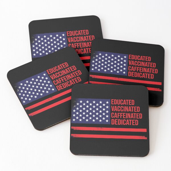 Item preview, Vintage Educated Vaccinated Caffeinated Dedicated American Flag Funny Nurse Coffee designed and sold by WhiteTears.