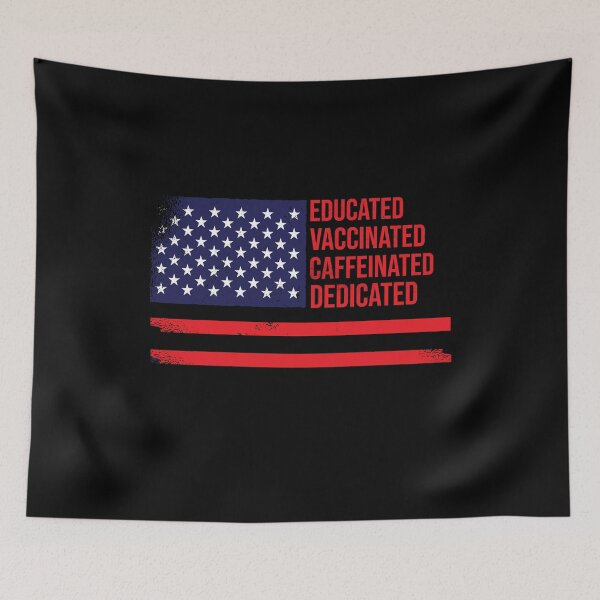 Item preview, Vintage Educated Vaccinated Caffeinated Dedicated American Flag Funny Nurse Coffee designed and sold by WhiteTears.
