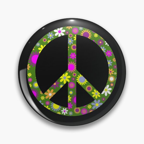 Artikelvorschau, Friedenszeichen Retro Hippie Trendy bunte Blumen entworfen und verkauft von Teez-Me.