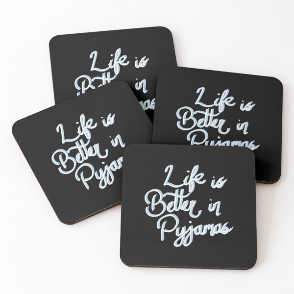 Item preview, Life is better in Pyjamas Blue typography  designed and sold by ToriaScarlett.