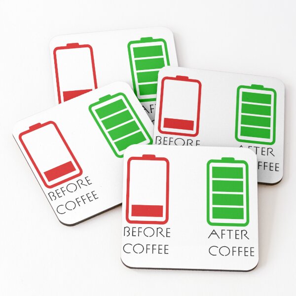 Item preview, Before coffee, after coffee battery bars designed and sold by qlobba.