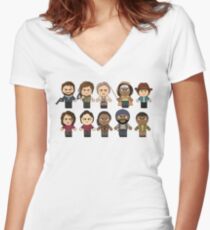 The Walking Dead - Main Characters Chibi - AMC Walking Dead Women's Fitted V-Neck T-Shirt