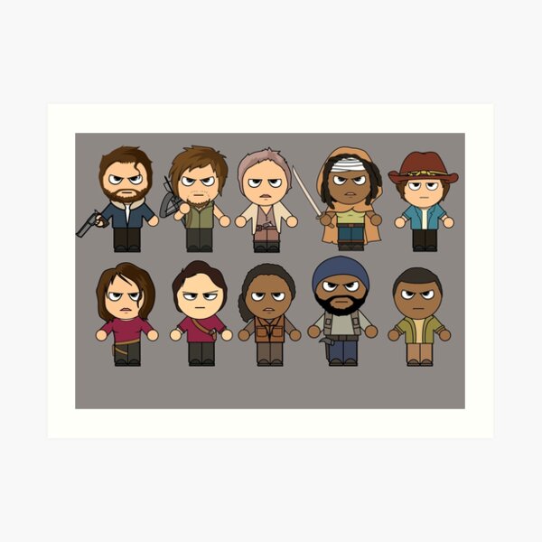 The Walking Dead - Main Characters Chibi - AMC Walking Dead Art Print