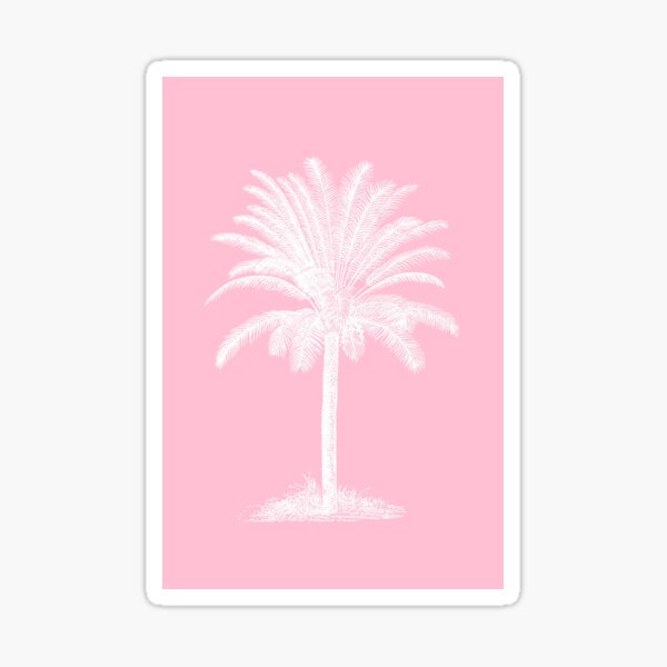 Hot Pink Rainbow Palm Trees With Glitter Stars - Palm Tree - Sticker