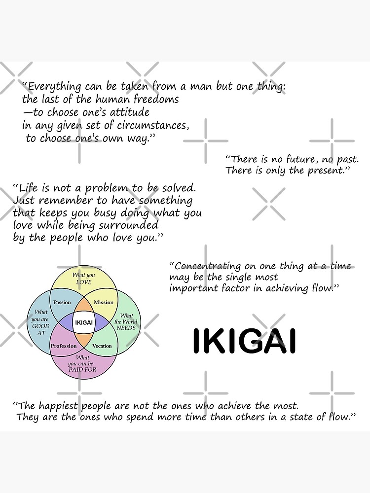 Ikigai Meaning Reason For Being Quotes Sticker Pack Poster By Japanculture Redbubble