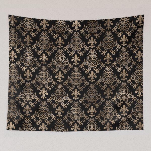 Item preview, Fleur-de-lis pattern gold on black designed and sold by k9printart.