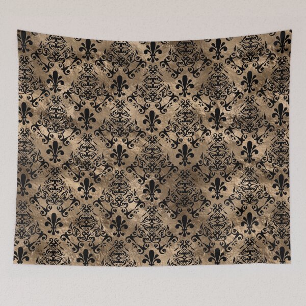 Item preview, Fleur-de-lis pattern black on gold designed and sold by k9printart.