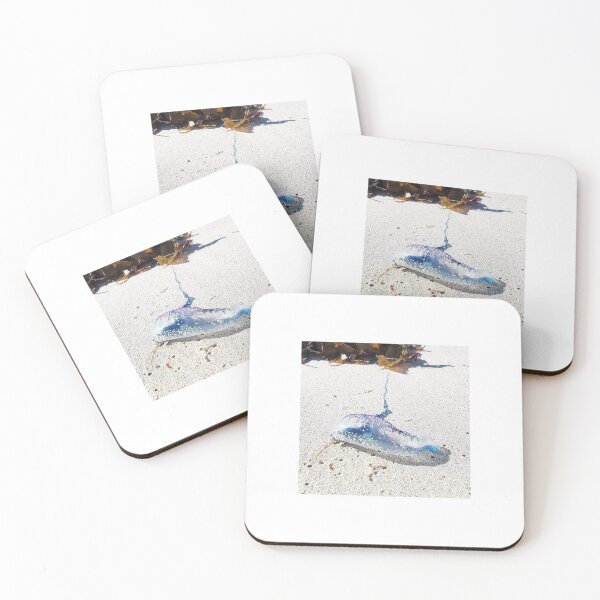 Item preview, Bluebottle Jellyfish on white sand designed and sold by AmazingBubble.