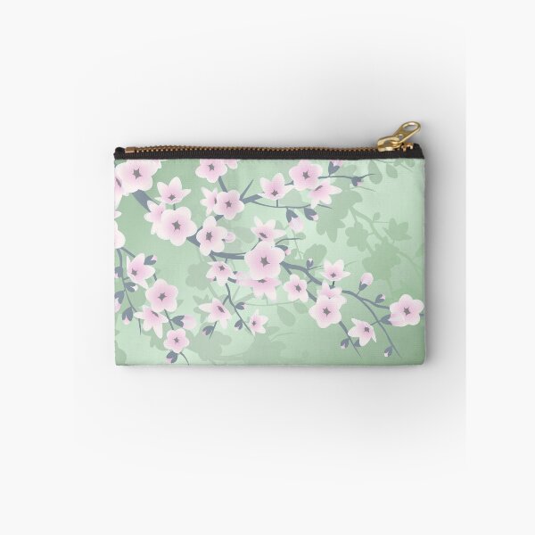 Item preview, Dusky Pink Cherry Blossom Green Background designed and sold by Nina Baydur.