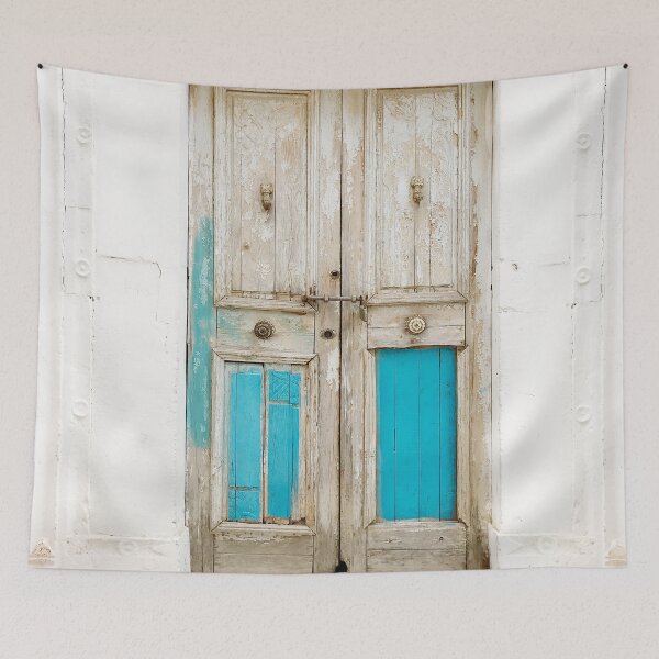 Item preview, Old wooden door with turquoise paint residue designed and sold by Melissa Peltenburg.