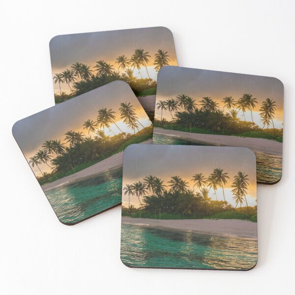 Item preview, Beachside Orange Sunset With Palm Trees designed and sold by adityanik.