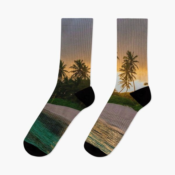 Item preview, Beachside Orange Sunset With Palm Trees designed and sold by adityanik.