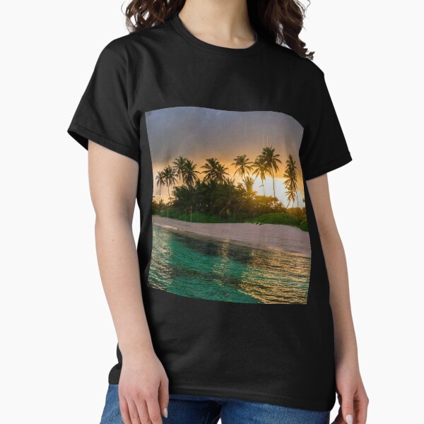 Item preview, Beachside Orange Sunset With Palm Trees designed and sold by adityanik.
