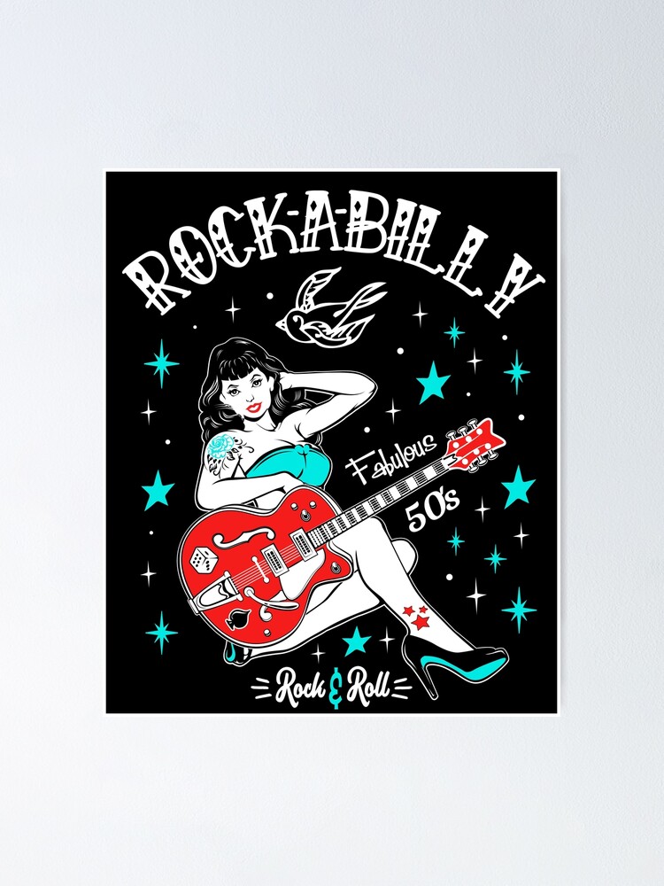 Rockabilly Pin Up Girl Sock Hop Rocker Vintage Classic Rock and Roll Music  Poster by MemphisCenter