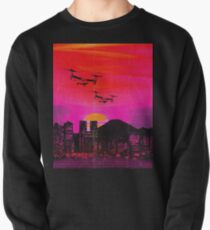 80er Jahre Stadt Hubschrauber Sonnenuntergang Sweatshirt