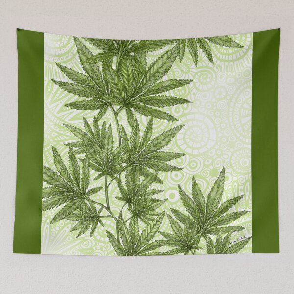 Item preview, Hemp Plant on Green Spirals designed and sold by Cherie Roe Dirksen.