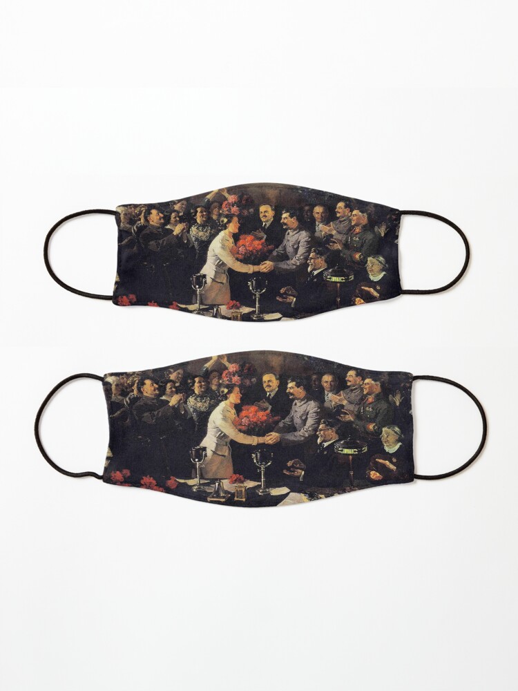 Alternate view of A political poster, the Soviet Union, Stalin, the leadership of the Soviet Union, the people, applause Mask