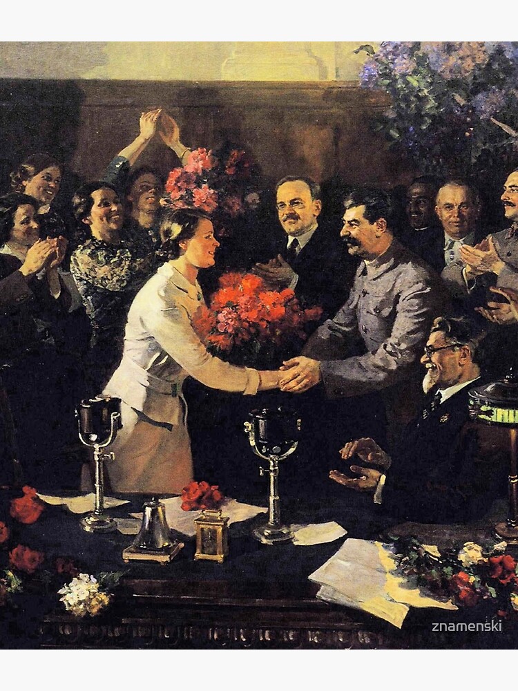 A political poster, the Soviet Union, Stalin, the leadership of the Soviet Union, the people, applause by znamenski