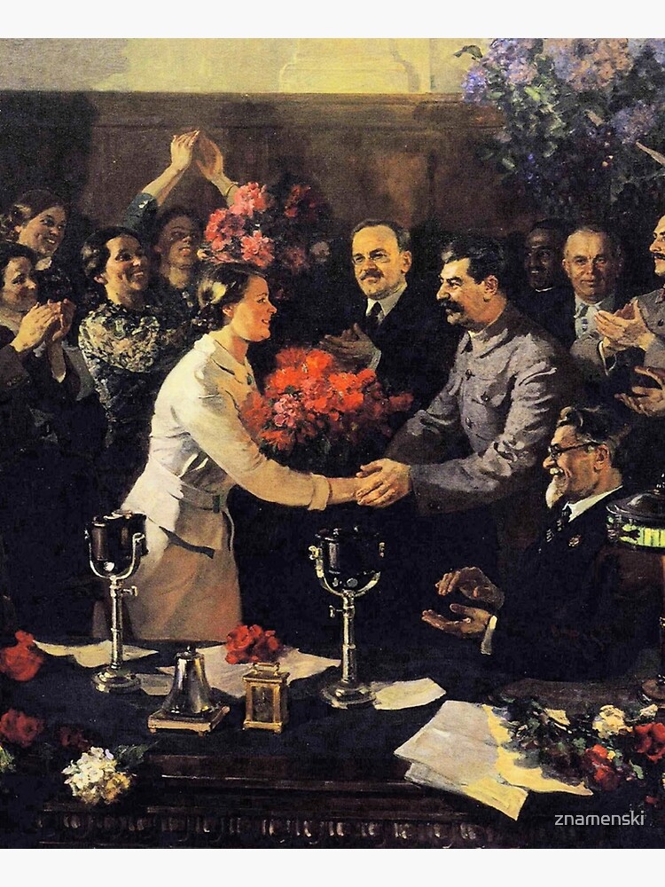 A political poster, the Soviet Union, Stalin, the leadership of the Soviet Union, the people, applause by znamenski