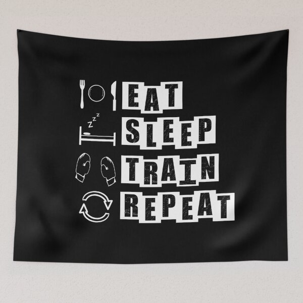 Item preview,  Eat, Sleep, Train, Repeat for Boxing - black designed and sold by BusyMonkeys.