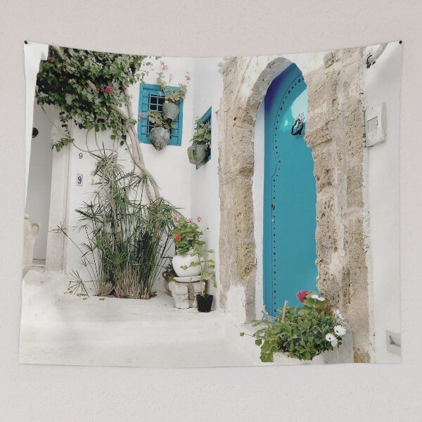 Item preview, Turquoise door in Sidi Bou Saïd,  the blue town of Tunisia designed and sold by Melissa Peltenburg.
