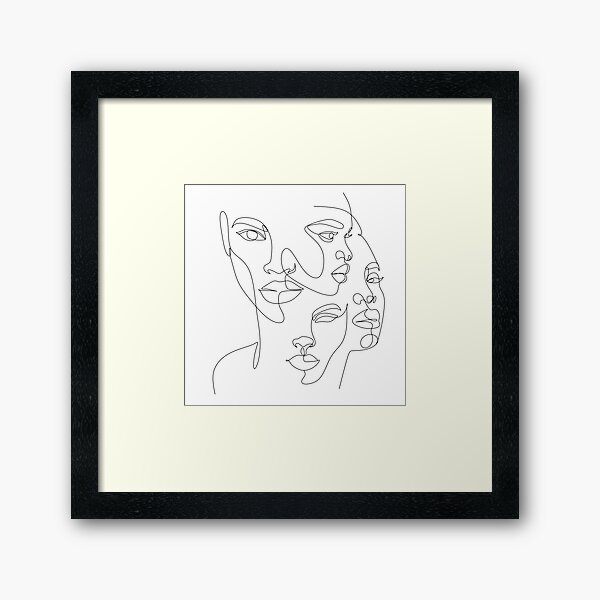 Black Woman Portrait Line Drawing, Afro Woman, African American Woman Line Art, Art Print, Minimalist Portrait. Feminism Framed Art Print