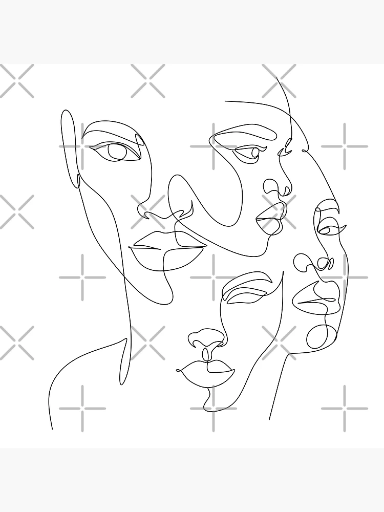 Minimalist Feminist Faces - Line Drawing Stainless Steel Wide Mouth Water  Bottle