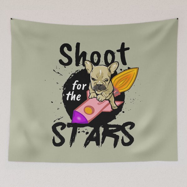 Item preview, SHOOT FOR THE STARS cute puppy dog rocket (dark) designed and sold by SolidEarthArt.