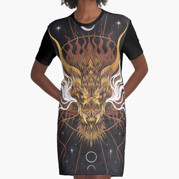 Celestial Dragon Graphic T-Shirt Dress