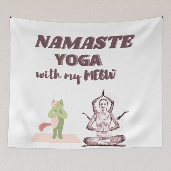 Aperçu de l'œuvre Namaste Yoga avec mon Meow créée et vendue par lotusbud.