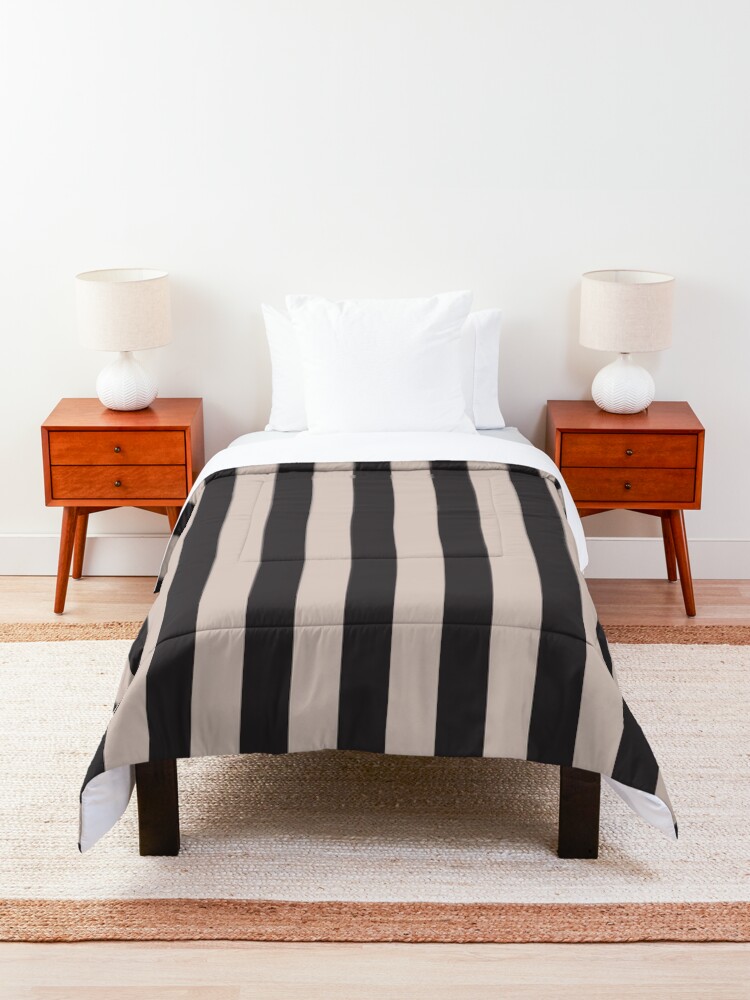 Alternate view of Black and Ivory Vertical Stripes | Classic Cabana Stripe Comforter