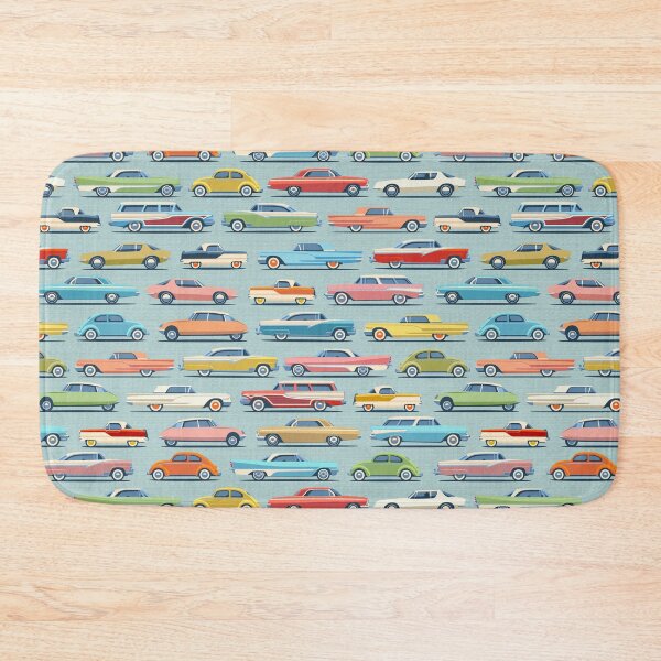 Item preview, Mod Retro Collectible Cars on Aqua, Mid Century Modern Colorful Cars designed and sold by theodoredesign.