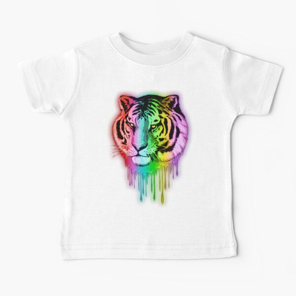 Tiger Neon Dripping Rainbow Colors Baby T-Shirt