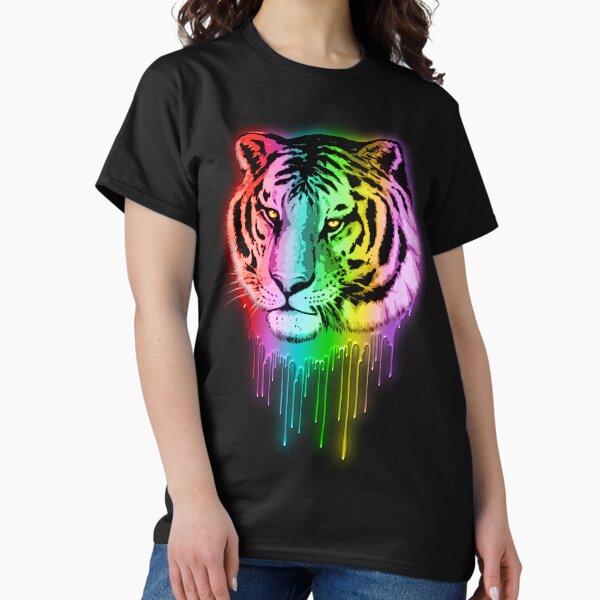 Tiger Neon Dripping Rainbow Colors Classic T-Shirt