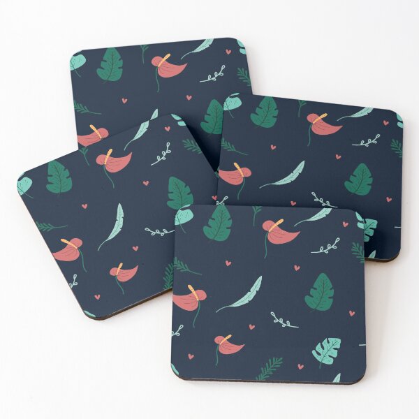 Item preview, Summer leaf flowers and heart Seamless pattern dark green designed and sold by PixSmite.