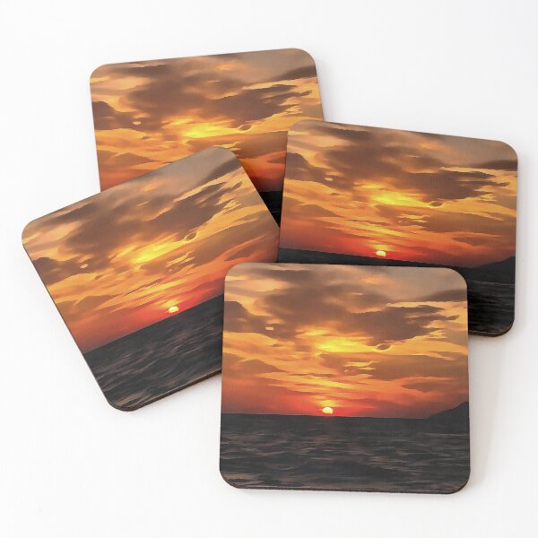Item preview, Burned Horizons Sunset Over The Aegean Painting designed and sold by taiche.