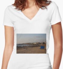 Beach in Paphos, Cyprus Fitted V-Neck T-Shirt