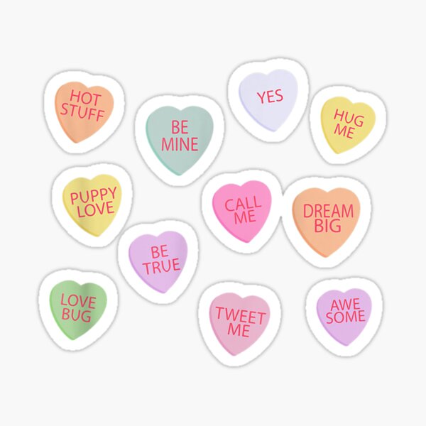 Funny Conversation Hearts Stickers for Sale Redbubble