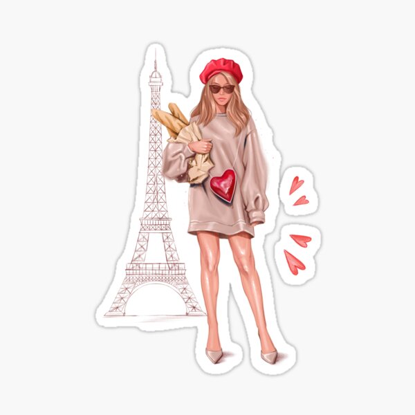 Item preview, chanel illustration fashion girl beauty girl style dress art artist print clip art history pictures pink red blue brunette brown hair necklace dress  designed and sold by BigArtLab.