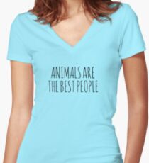 AnimalsAreTheBestPeople Women's Fitted V-Neck T-Shirt