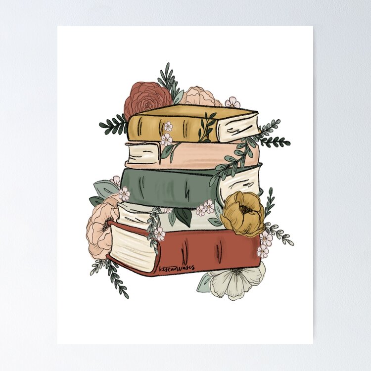 Floral Books Sticker