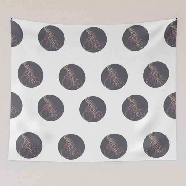 Item preview, Cyclist Climbing Pink Orange Line Art designed and sold by RabeDesigns.