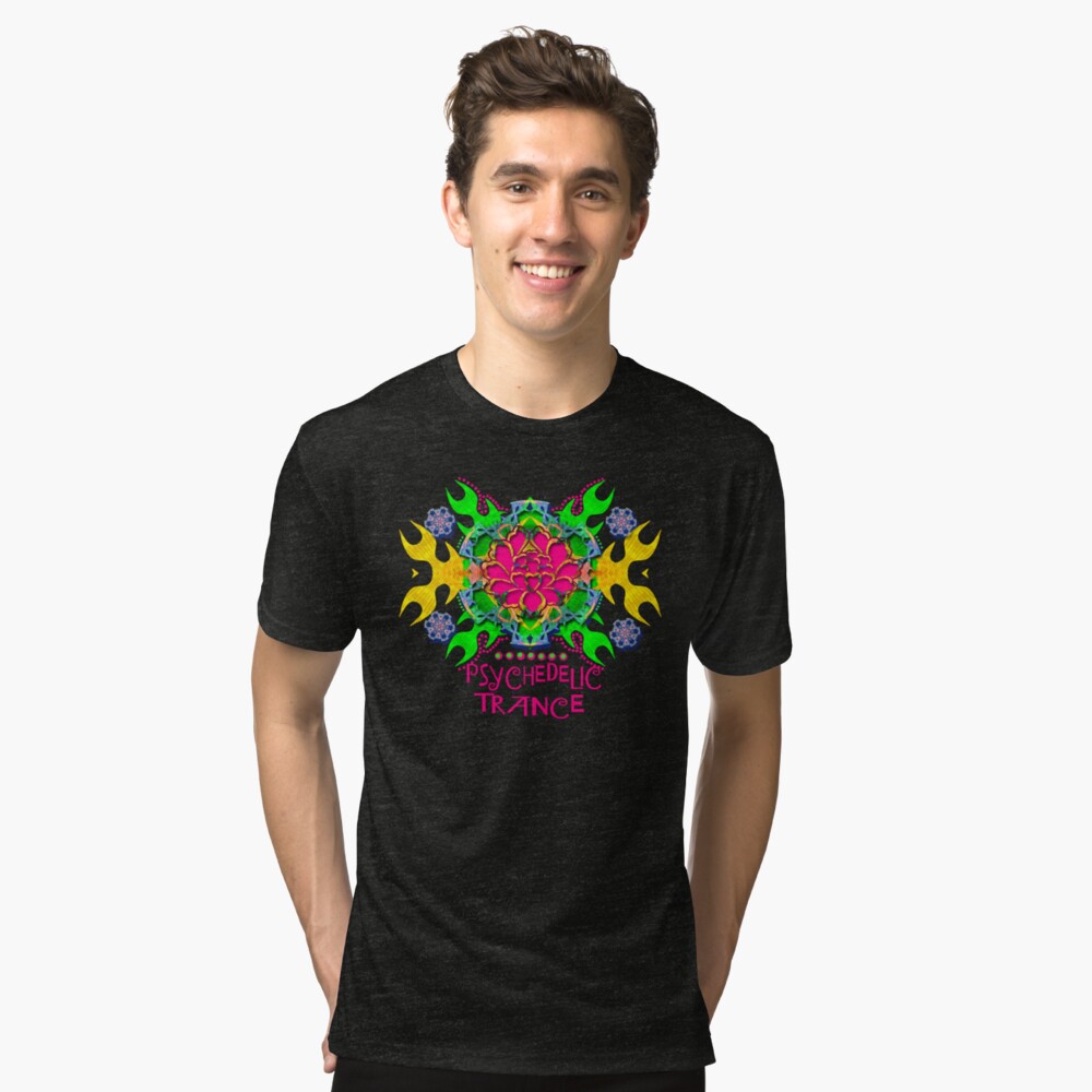 PSYCHEDELIC TRANCE Tri-blend T-Shirt Front